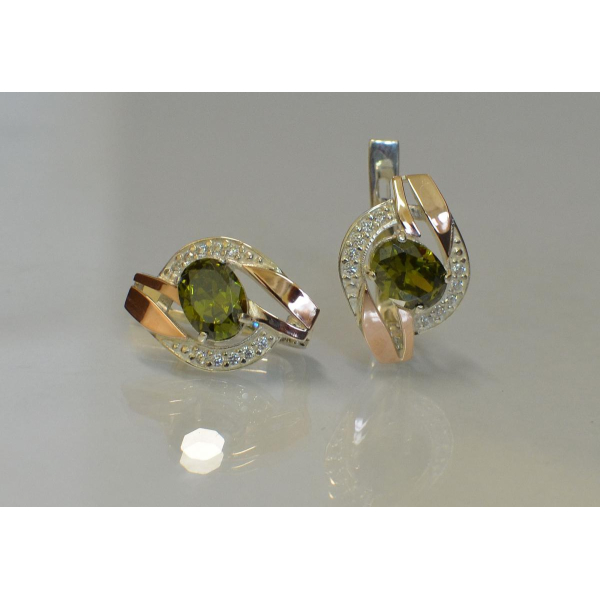 Серебряные серьги с золотыми накладками (090с)