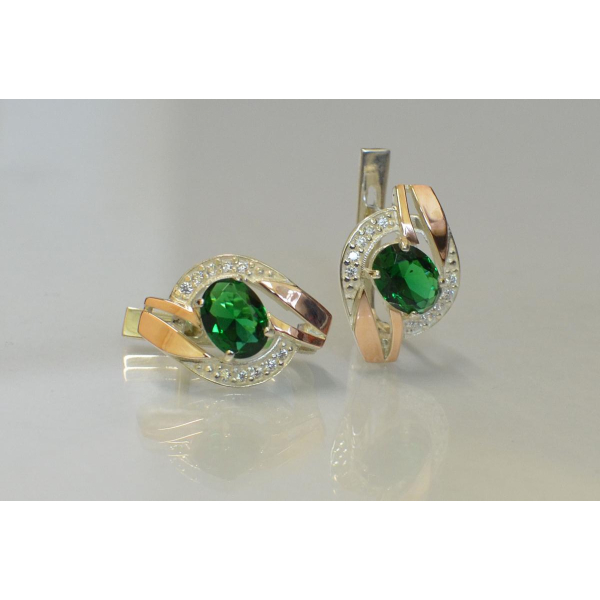 Серебряные серьги с золотыми накладками (090с)