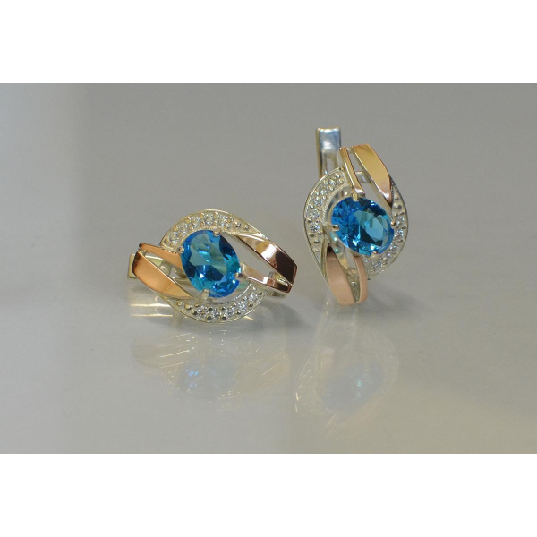 Серебряные серьги с золотыми накладками (090с)