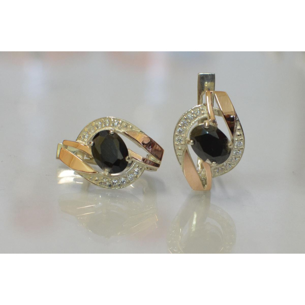 Серебряные серьги с золотыми накладками (090с)