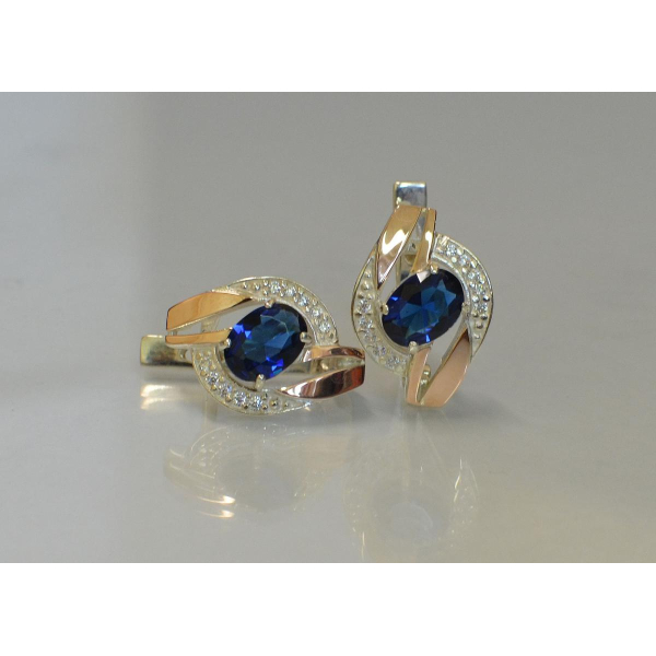 Серебряные серьги с золотыми накладками (090с)