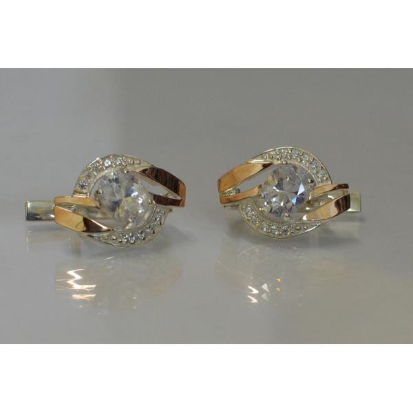 Серебряные серьги с золотыми накладками (090с)