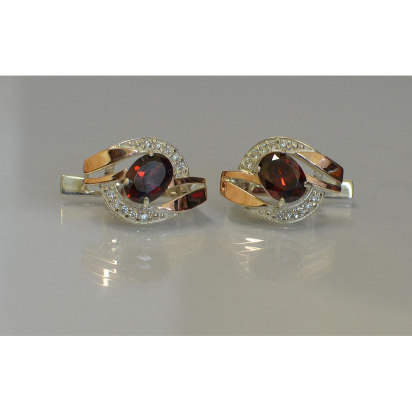 Серебряные серьги с золотыми накладками (090с)