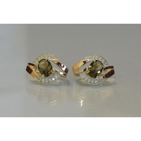 Серебряные серьги с золотыми накладками (090с)