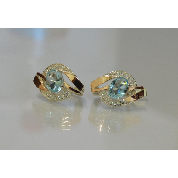 Серебряные серьги с золотыми накладками (090с)