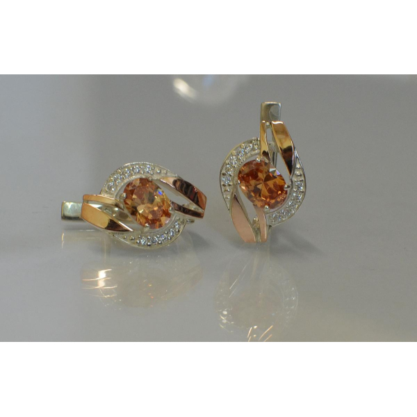 Серебряные серьги с золотыми накладками (090с)