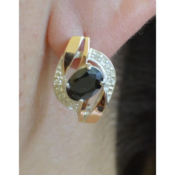 Серебряные серьги с золотыми накладками (090с)