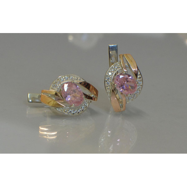 Серебряные серьги с золотыми накладками (090с)