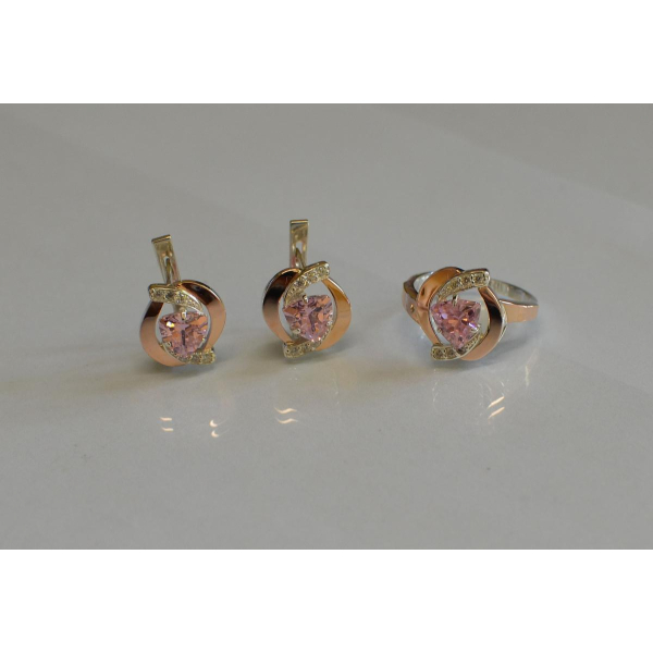 Серебряный набор кольцо и серьги (091)