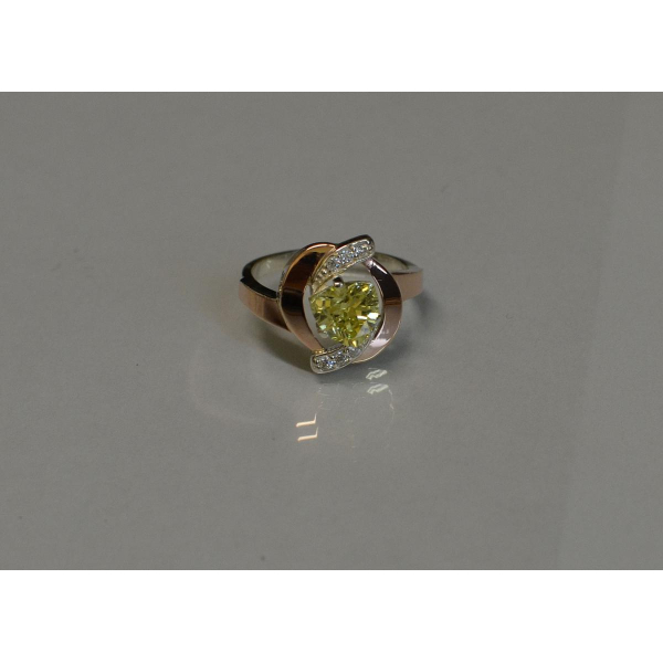 Серебряное кольцо с накладками золота (091к)