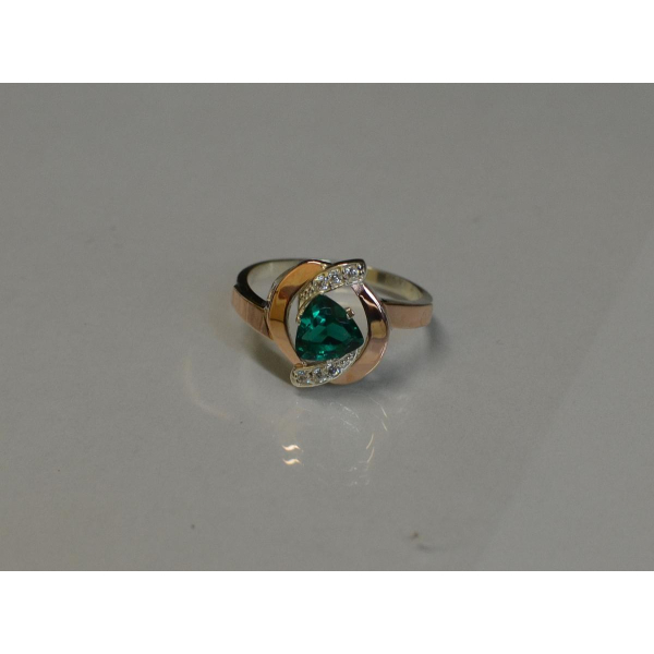 Серебряное кольцо с накладками золота (091к)