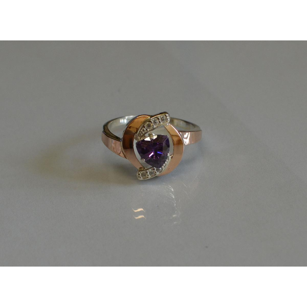 Серебряное кольцо с накладками золота (091к)