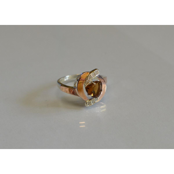 Серебряное кольцо с накладками золота (091к)