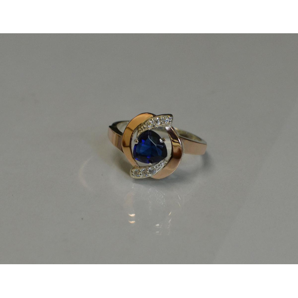 Серебряное кольцо с накладками золота (091к)