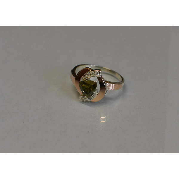 Серебряное кольцо с накладками золота (091к)