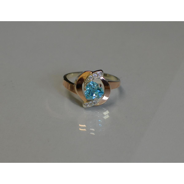 Серебряное кольцо с накладками золота (091к)