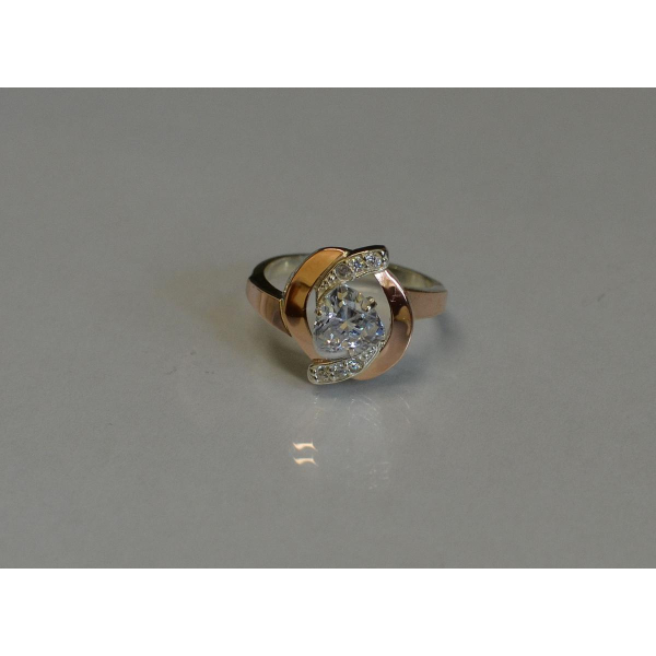 Серебряное кольцо с накладками золота (091к)