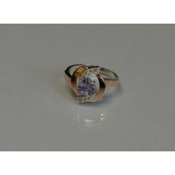 Серебряное кольцо с накладками золота (091к)