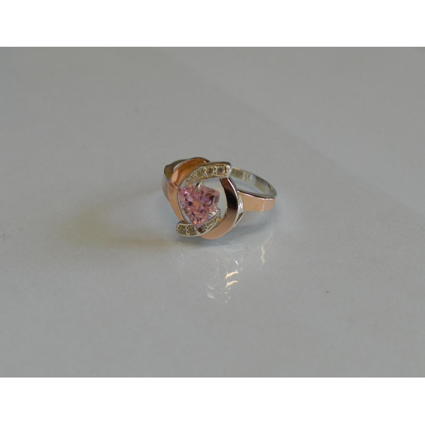 Серебряное кольцо с накладками золота (091к)