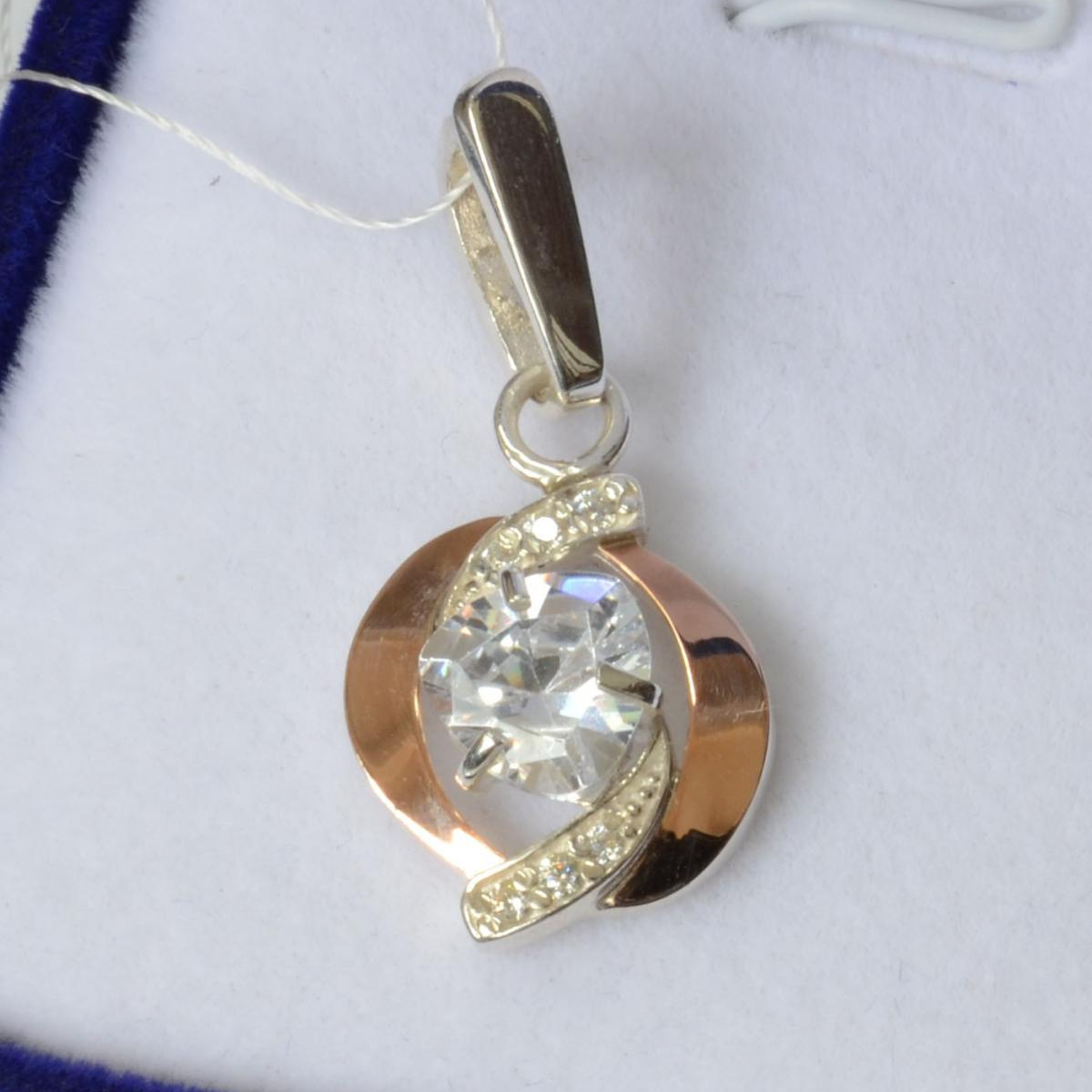 Серебряная подвеска с золотими вставками (091п)