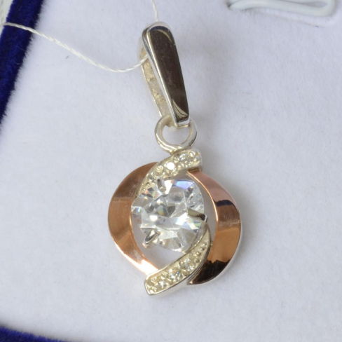 Серебряная подвеска с золотими вставками