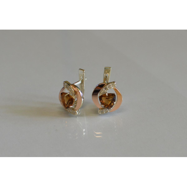 Серебряные серьги с накладками золота (091с)