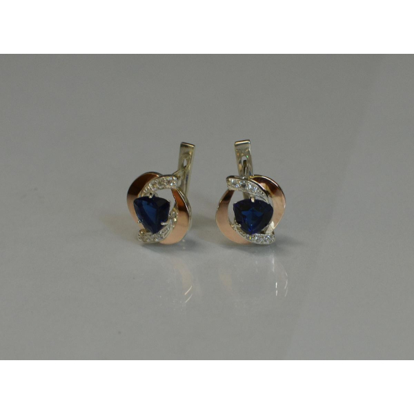 Серебряные серьги с накладками золота (091с)