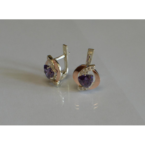 Серебряные серьги с накладками золота (091с)