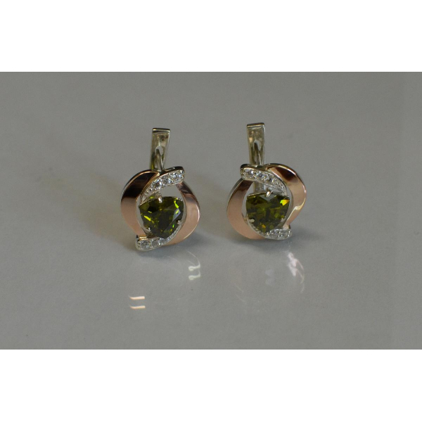 Серебряные серьги с накладками золота (091с)