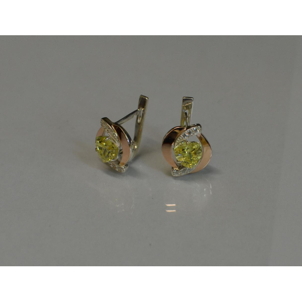 Серебряные серьги с накладками золота (091с)