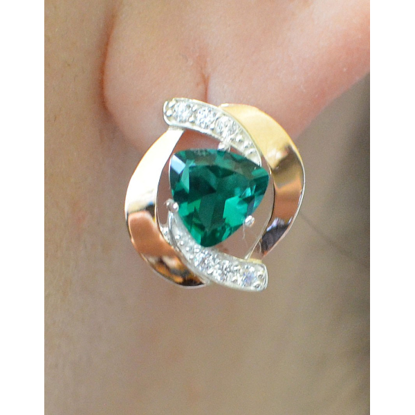 Серебряные серьги с накладками золота (091с)