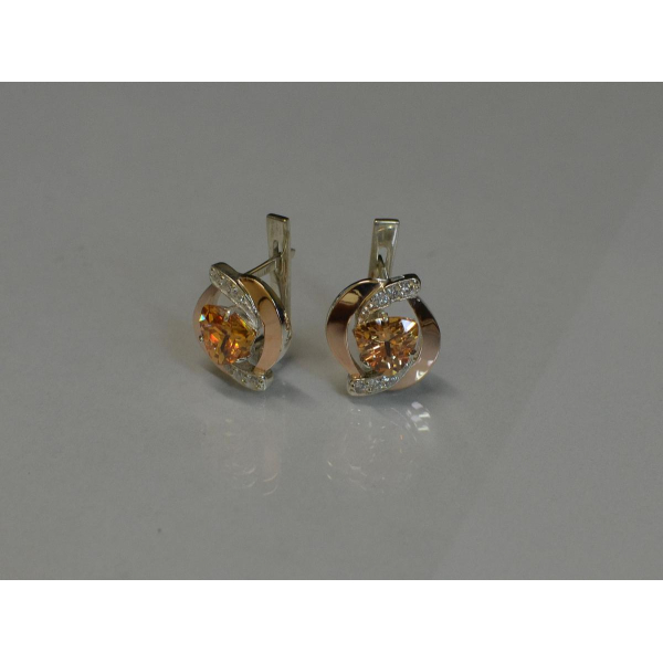 Серебряные серьги с накладками золота (091с)