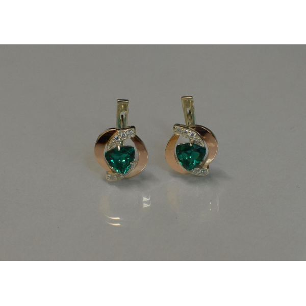 Серебряные серьги с накладками золота (091с)