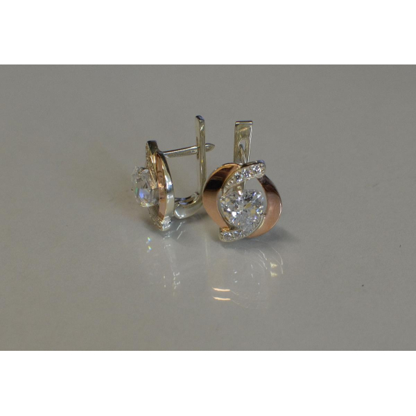 Серебряные серьги с накладками золота (091с)