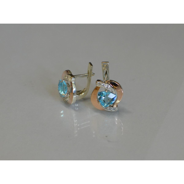 Серебряные серьги с накладками золота (091с)