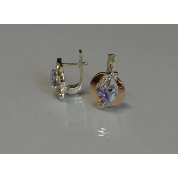 Серебряные серьги с накладками золота (091с)