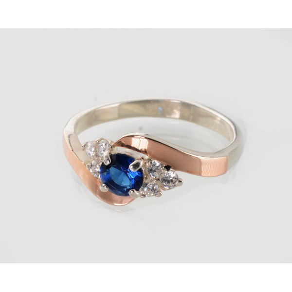 Кольцо серебряное  с вставками из золота (092к)