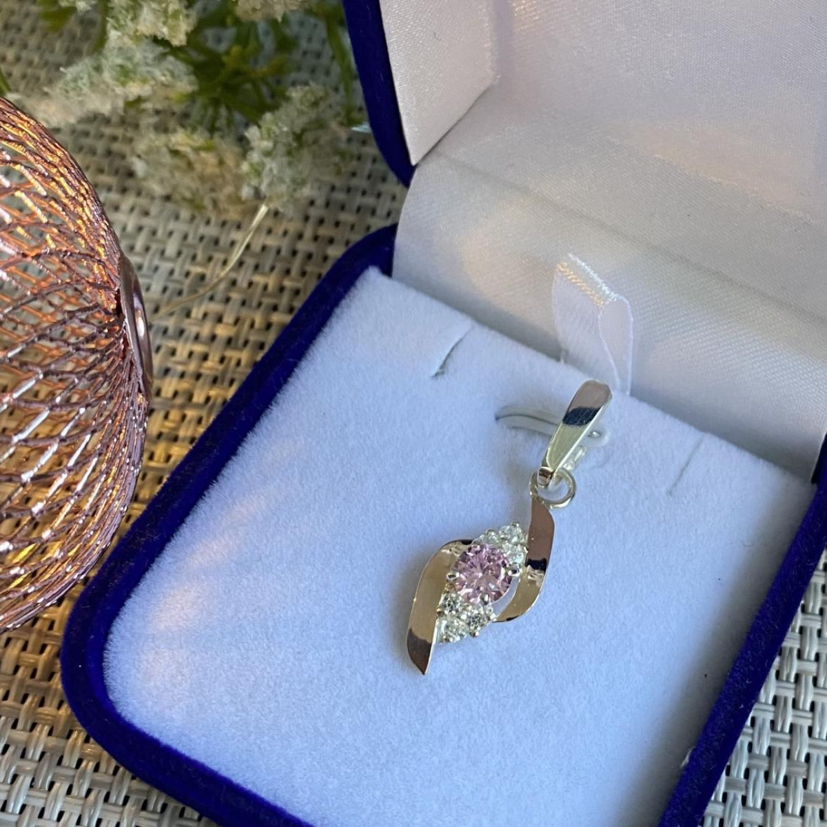 Серебряная подвеска с золотими вставками (092п)