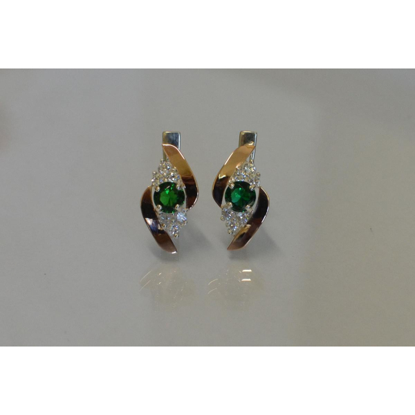 Серьги серебряные  с вставками из золота (092с)