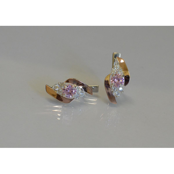 Серьги серебряные  с вставками из золота (092с)