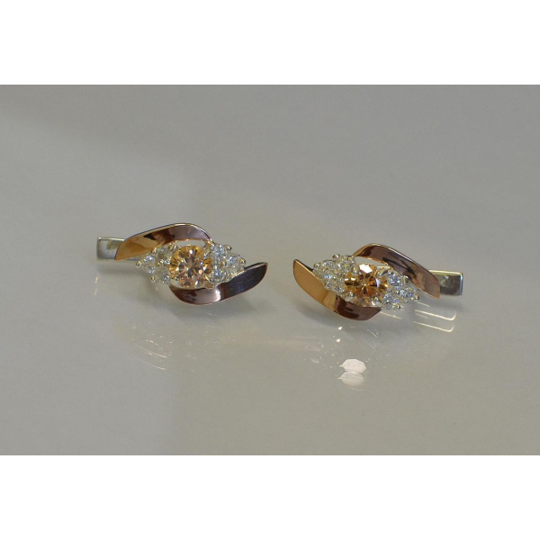 Серьги серебряные  с вставками из золота (092с)