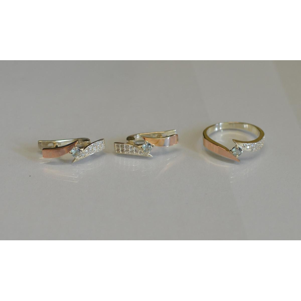 Серебряный набор с накладками золота (093)