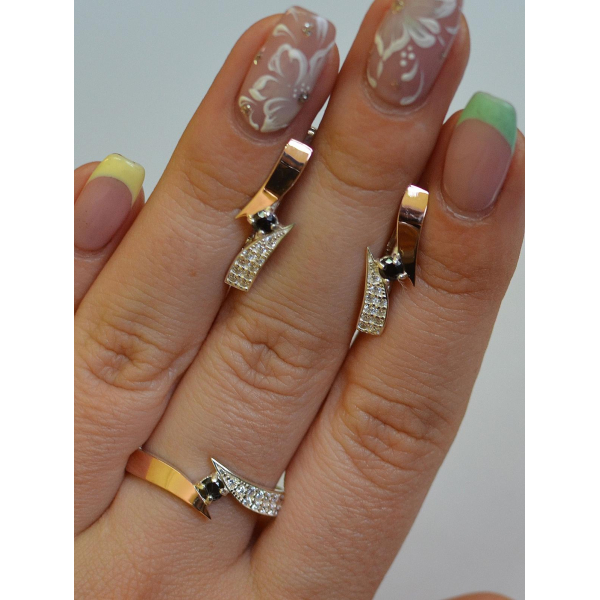 Серебряный набор с накладками золота (093)