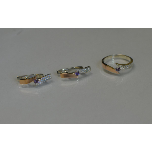 Серебряный набор с накладками золота (093)