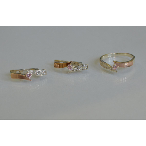 Серебряный набор с накладками золота (093)