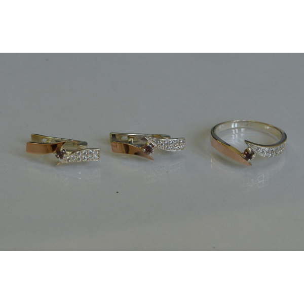 Серебряный набор с накладками золота (093)