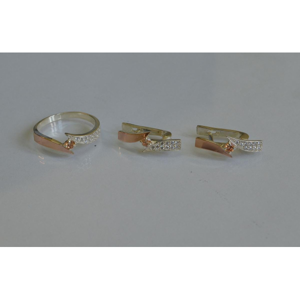 Серебряный набор с накладками золота (093)