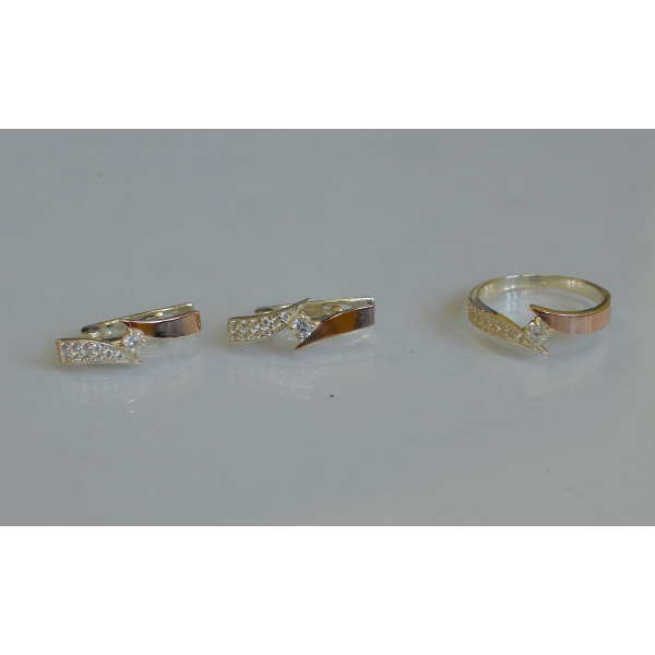 Серебряный набор с накладками золота (093)