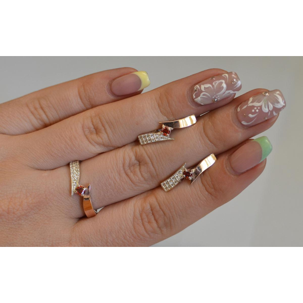 Серебряный набор с накладками золота (093)