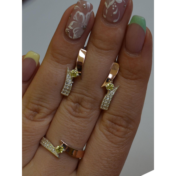 Серебряный набор с накладками золота (093)